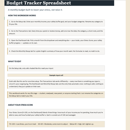 Budget Tracker Spreadsheet