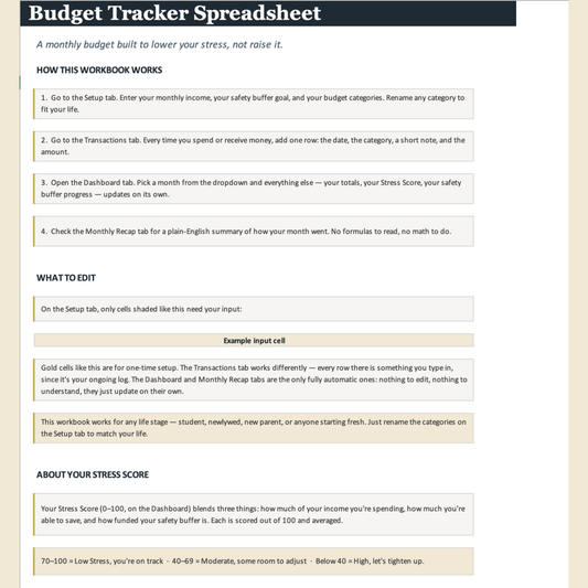 Budget Tracker Spreadsheet