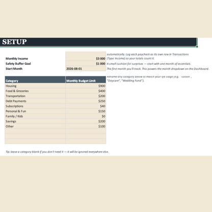 Budget Tracker Spreadsheet