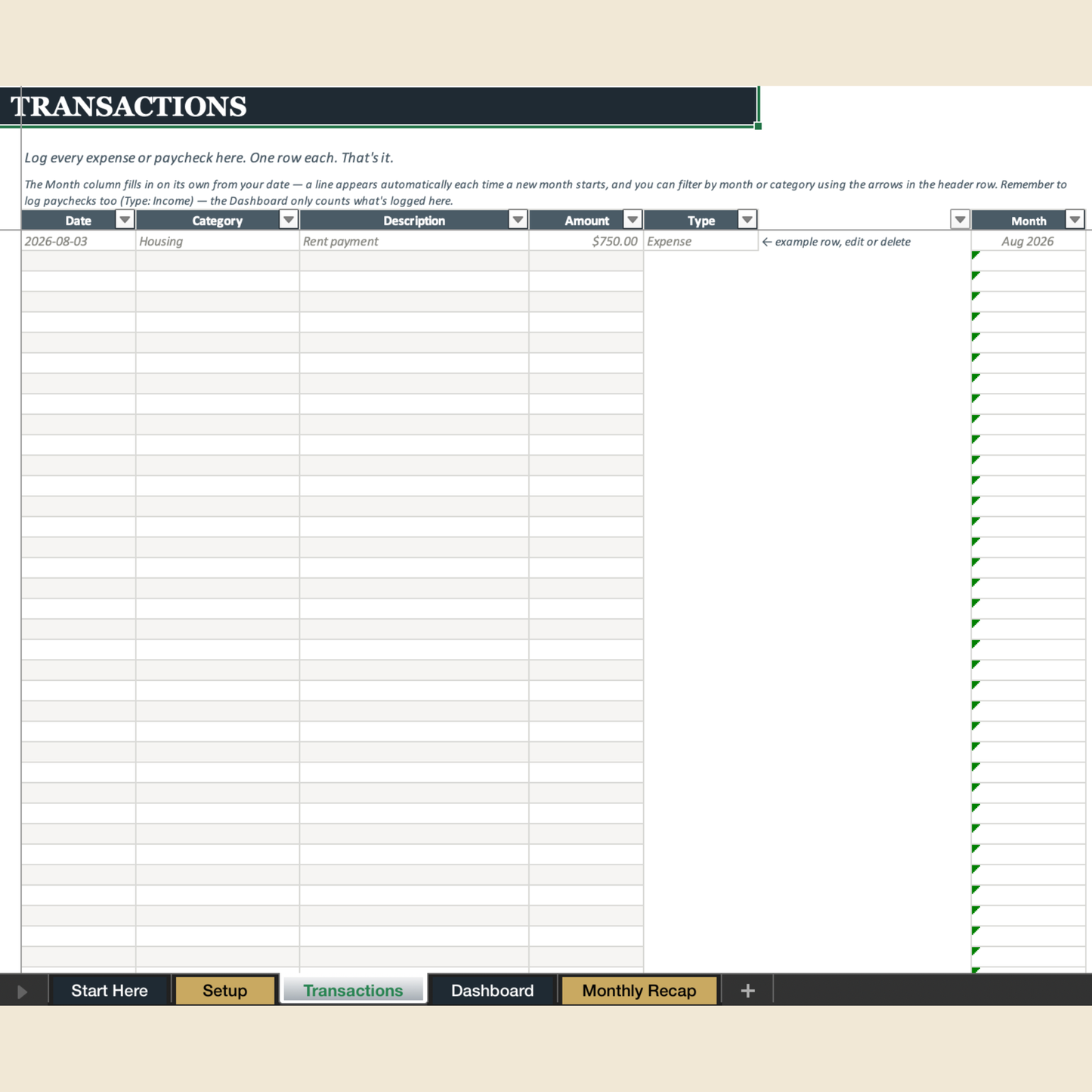 Budget Tracker Spreadsheet