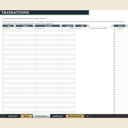 Budget Tracker Spreadsheet